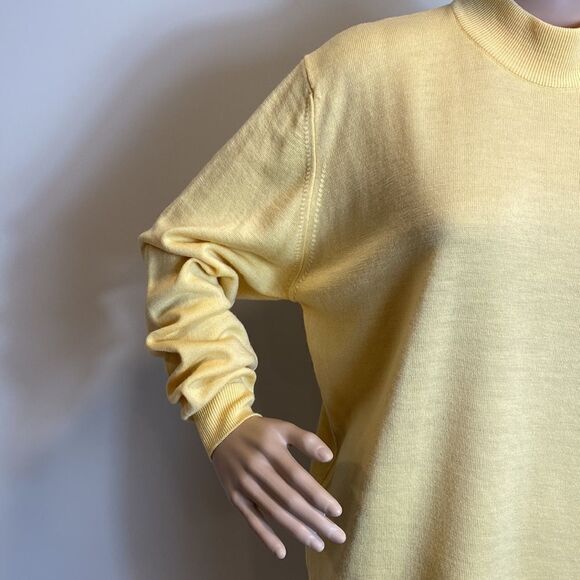 Equorian Heritage vintage lambswool yellow mock neck pullover sweater L - Picture 2 of 7